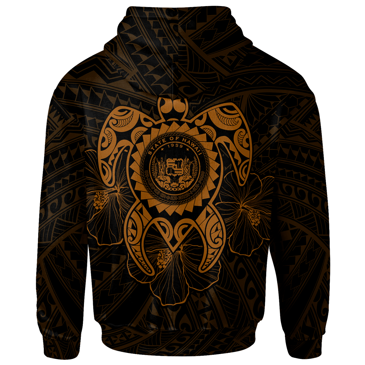 Hawaii Polynesian Zip up Hoodie Vintage Polynesian Turtle (Golden) - Polynesian Pride