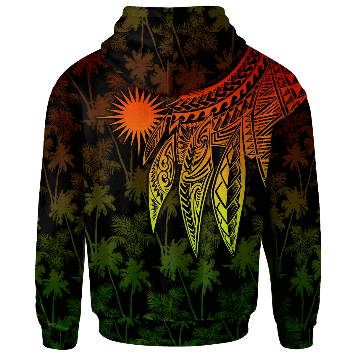 Marshall Islands Custom Hoodie Polynesian Wings (Reggae) - Polynesian Pride