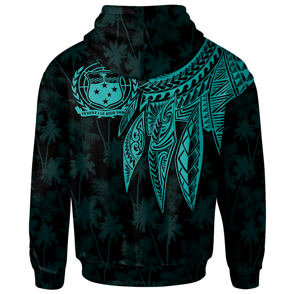 Samoa Custom Zip up Hoodie Polynesian Wings (Turquoise) - Polynesian Pride