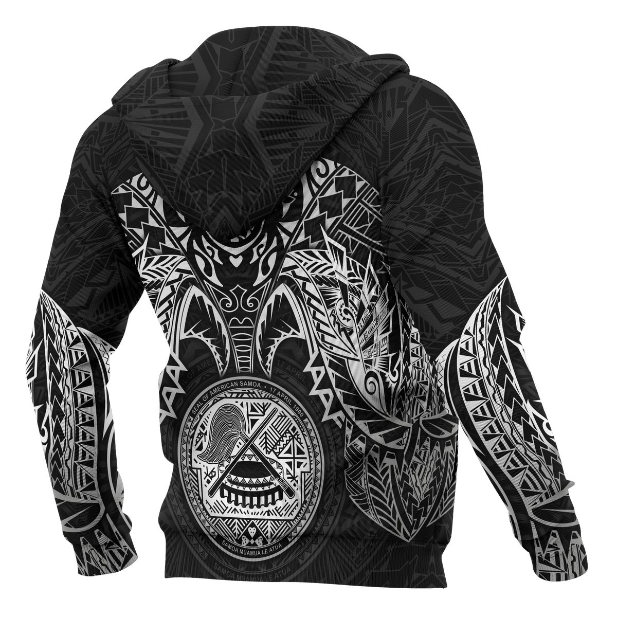 American Samoa Polynesian Hoodie White Turtle Manta Ray - Polynesian Pride