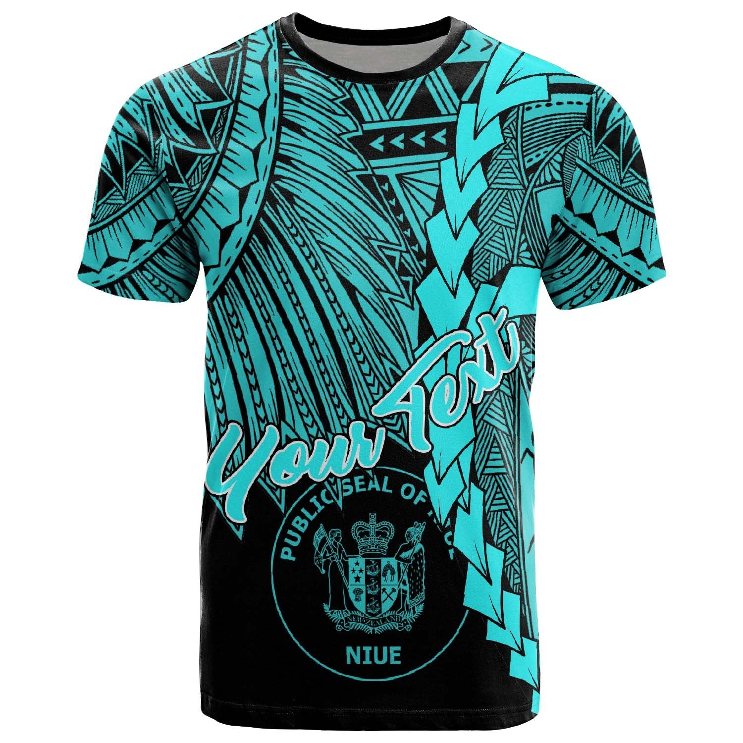 Niue Polynesian Custom T Shirt Tribal Wave Tattoo Neon Blue Unisex Neon Blue - Polynesian Pride