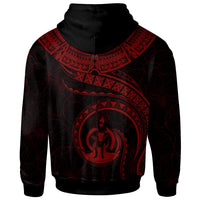 Vanuatu Polynesian Custom Zip up Hoodie Vanuatu Waves (Red) - Polynesian Pride