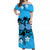 Hawaii Skull Matching Dress and Hawaiian Shirt Mysterious Polynesia and Blue Flowers LT13 - Polynesian Pride