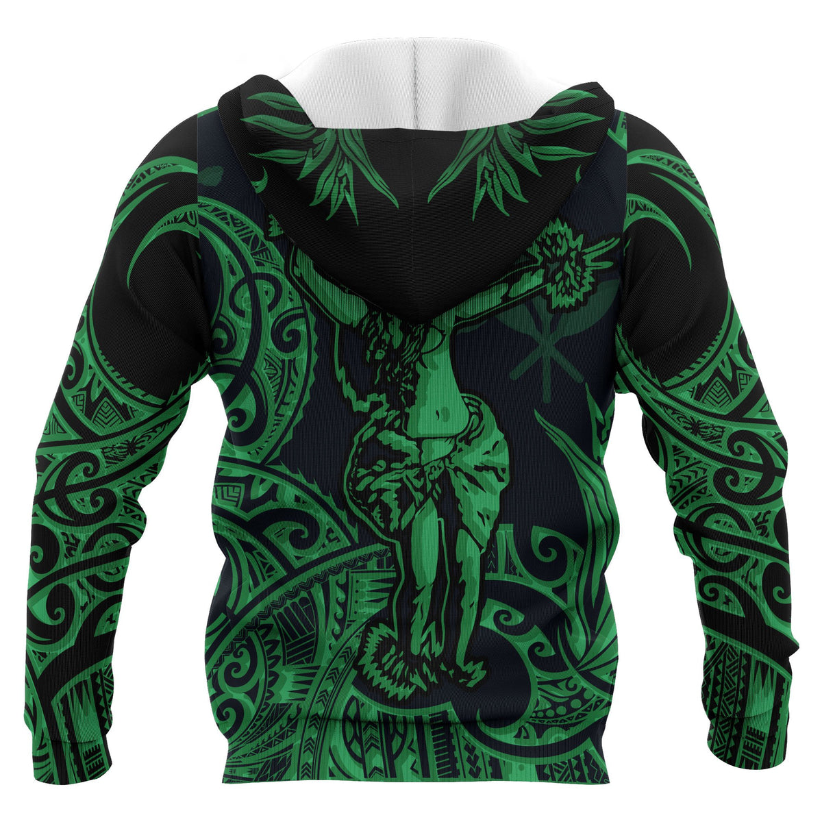 Polynesian Hawaii Hoodie Hula Girl Green - Polynesian Pride
