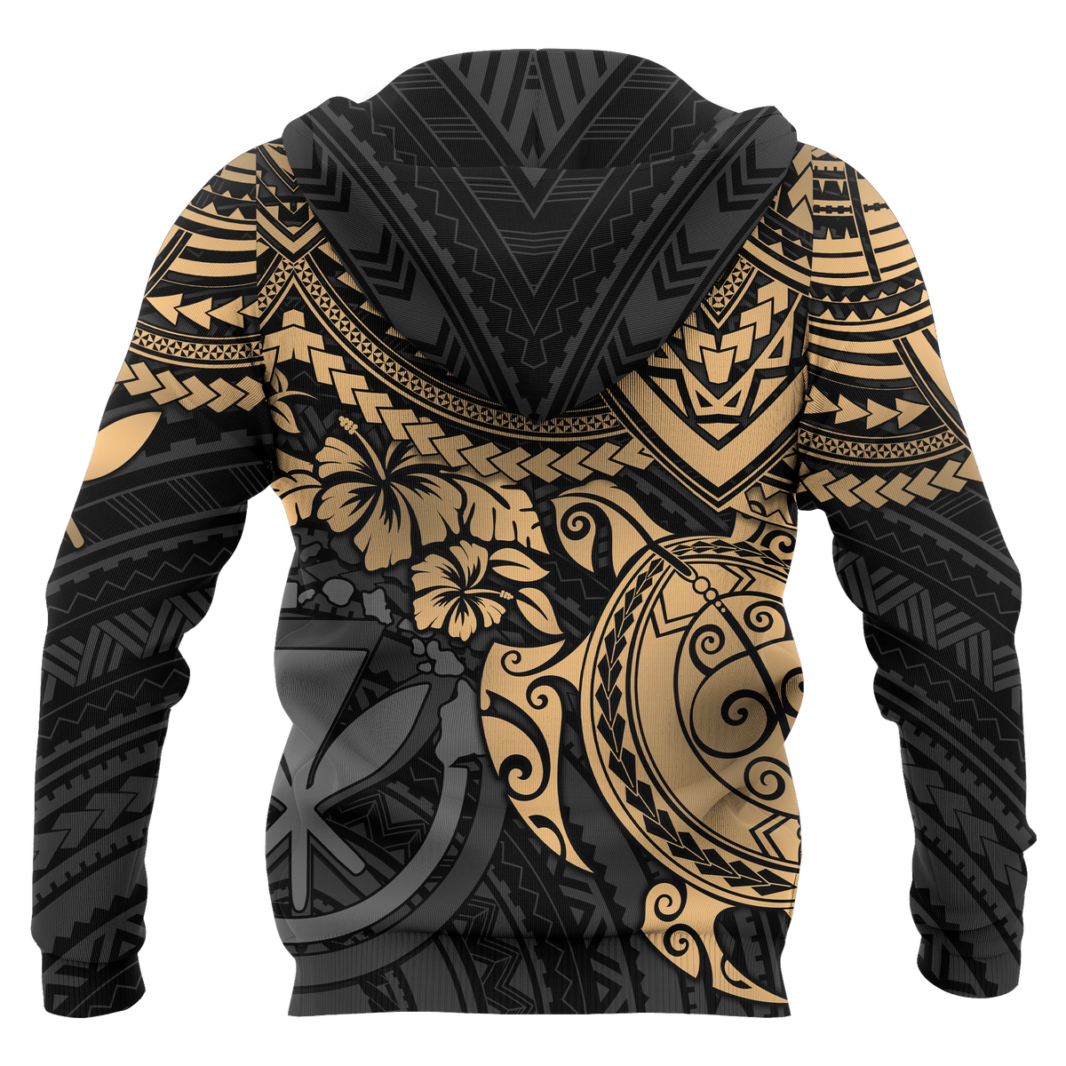 Polynesian Hawaii Hoodie (Zip up) Gold Turtle - Polynesian Pride
