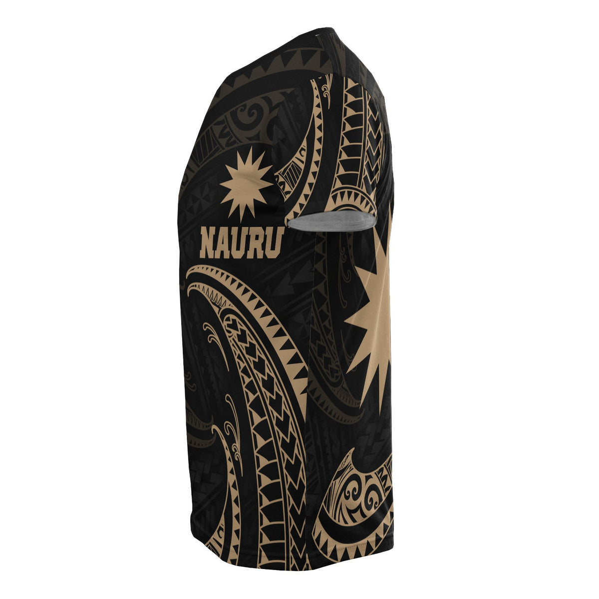 Nauru Polynesian T Shirt Gold Tribal Wave - Polynesian Pride