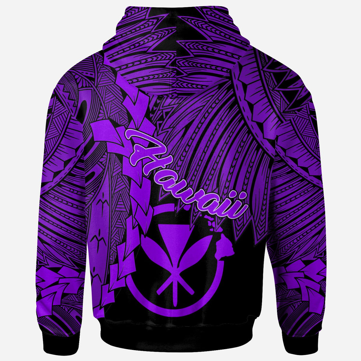 Polynesian Hawaii Custom Zip up Hoodie Tribal Wave Tattoo Purple - Polynesian Pride