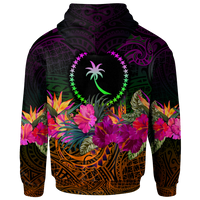 Chuuk Custom Zip up Hoodie Summer Hibiscus - Polynesian Pride