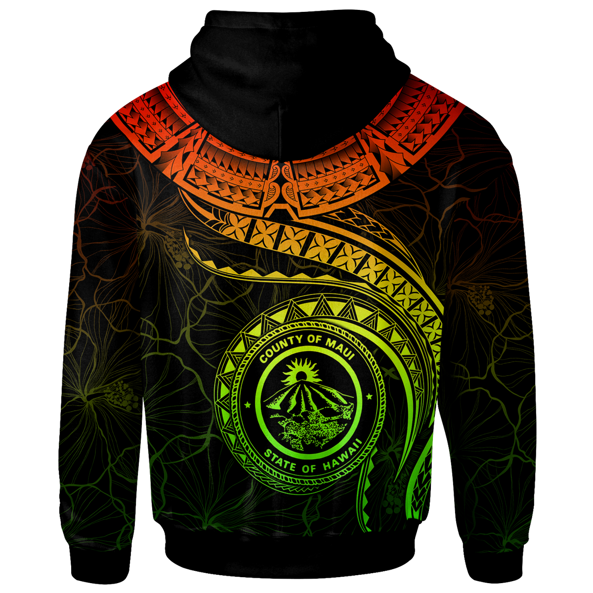 Polynesian Hawaii Custom Hoodie Maui Polynesian Waves (Reggae) - Polynesian Pride