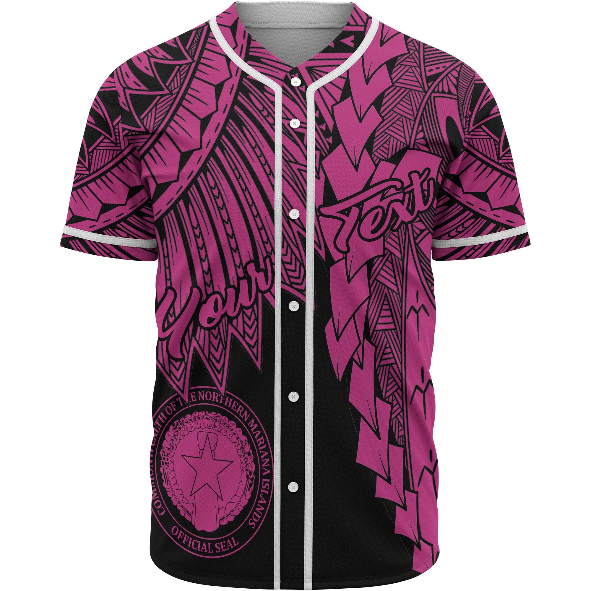 Northern Mariana Islands Polynesian Custom Personalised Baseball Shirt - Tribal Wave Tattoo Pink Unisex Pink - Polynesian Pride