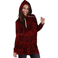 Polynesian Women's Hoodie Dress - Polynesian Red Black - Polynesian Pride