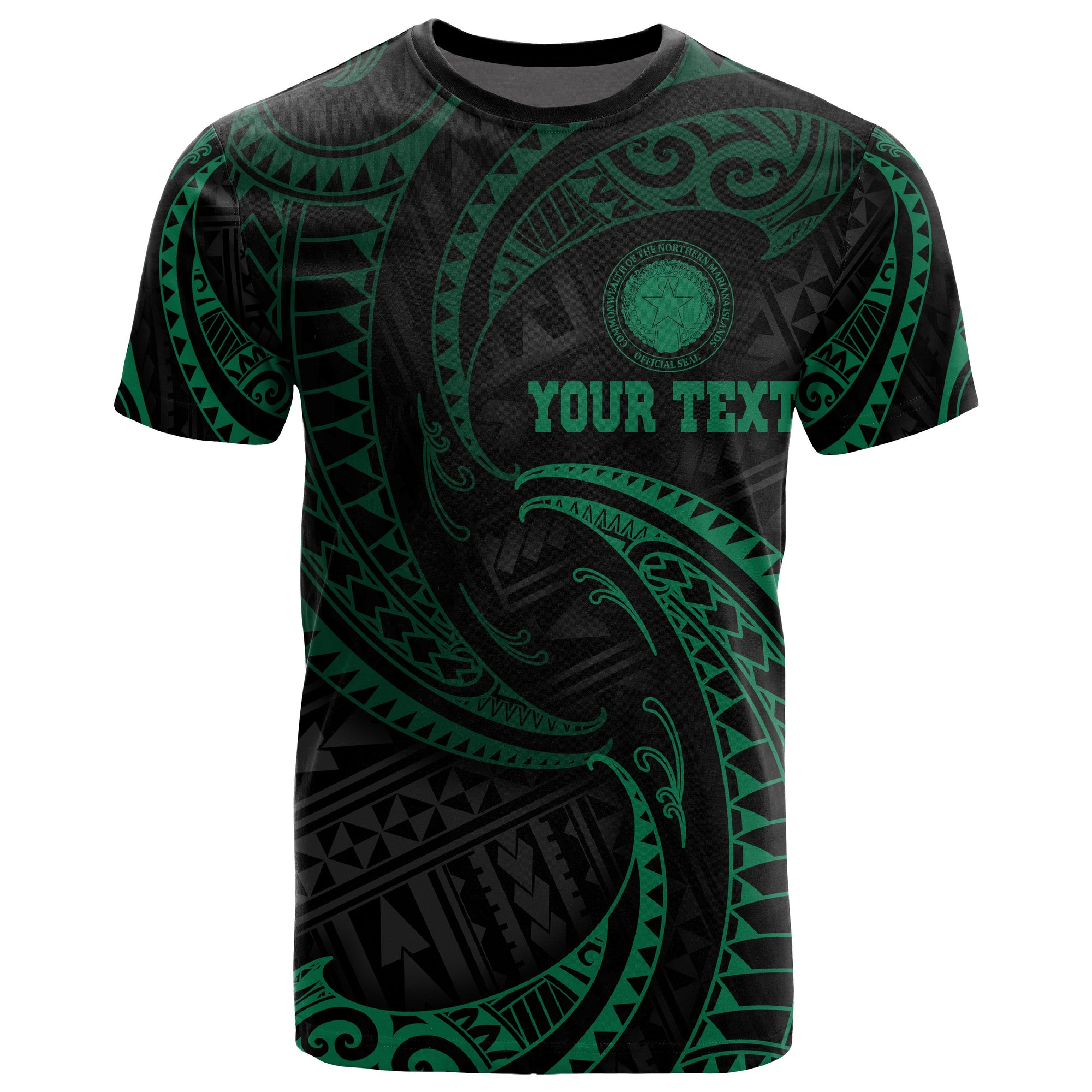 Northern Mariana Islands Polynesian Custom T Shirt Green Tribal Wave Unisex Green - Polynesian Pride