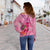 Nauru Polynesian Women's Off Shoulder Sweater - Floral With Seal Pink - Polynesian Pride