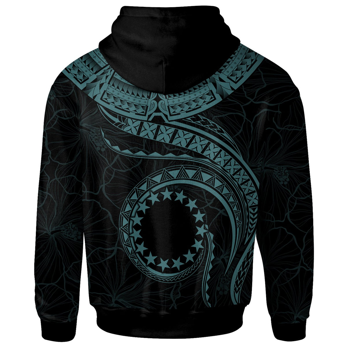 Cook Islands Polynesian Zip up Hoodie Cook Islands Waves (Turquoise) - Polynesian Pride