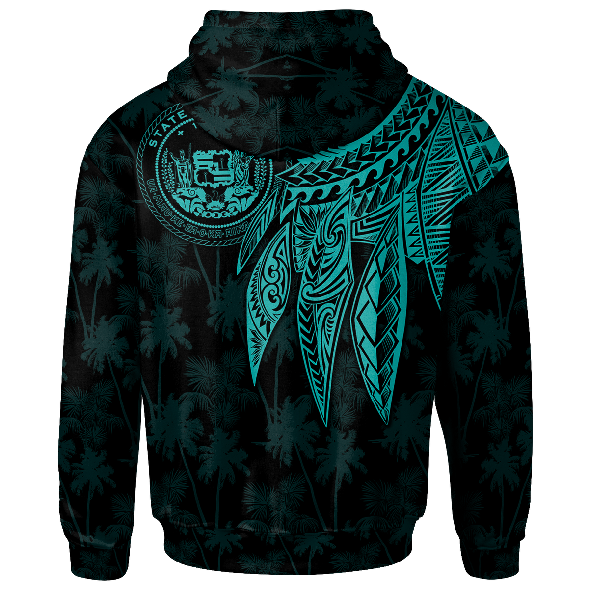 Polynesian Hawaii Hoodie Polynesian Wings (Turquoise) - Polynesian Pride