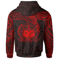 Samoa Polynesian Zip up Hoodie Red Black Heart Shield - Polynesian Pride