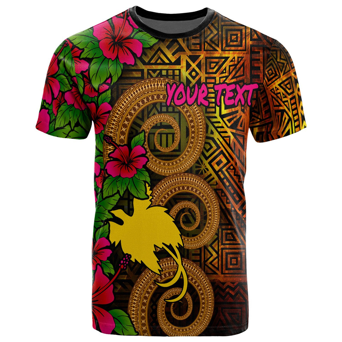 Papua New Guinea Polynesian Custom T Shirt Hibiscus Vintage Unisex Orange - Polynesian Pride