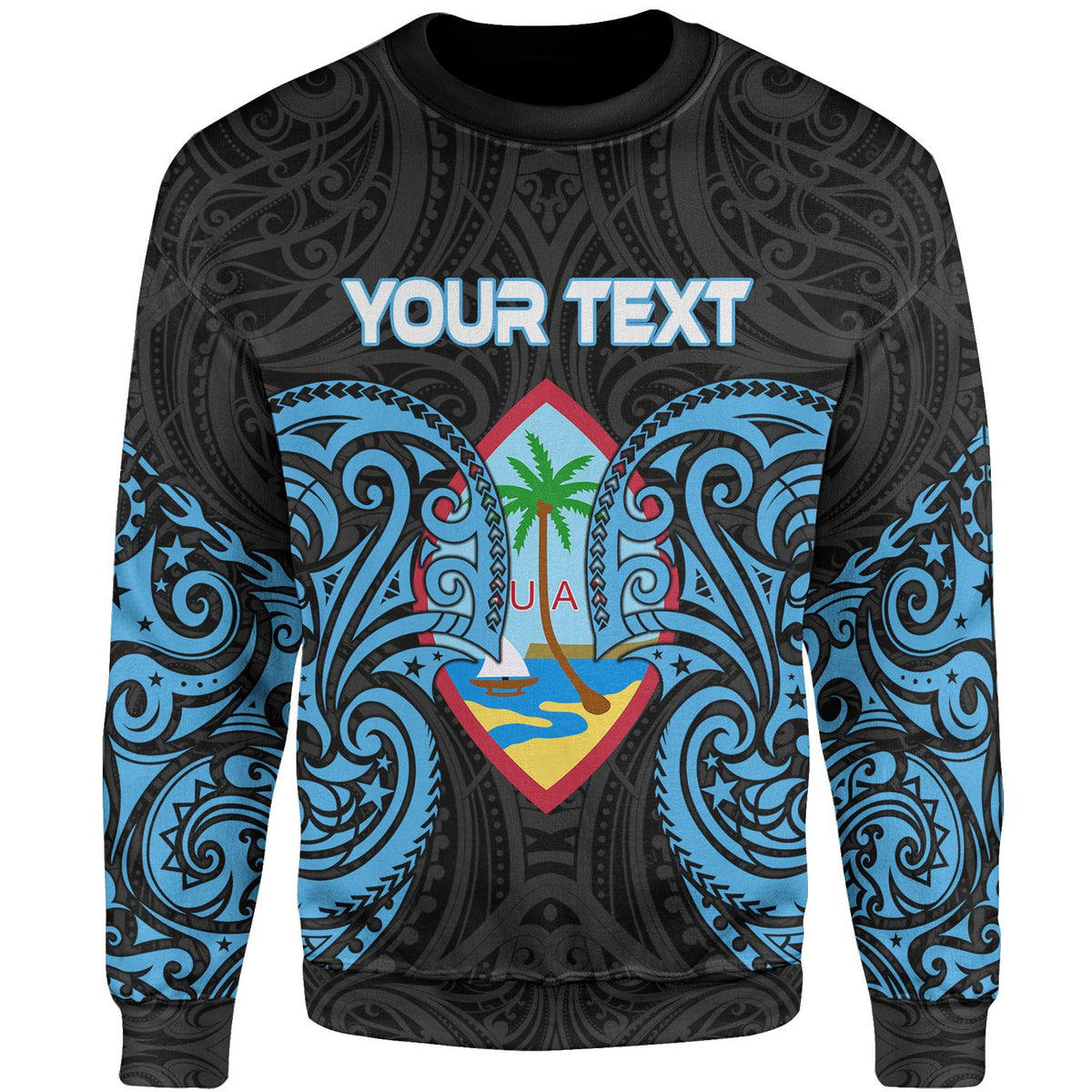 Guam Polynesian Custom Personalised Sweater - Spirit Style Blue Unisex Blue - Polynesian Pride
