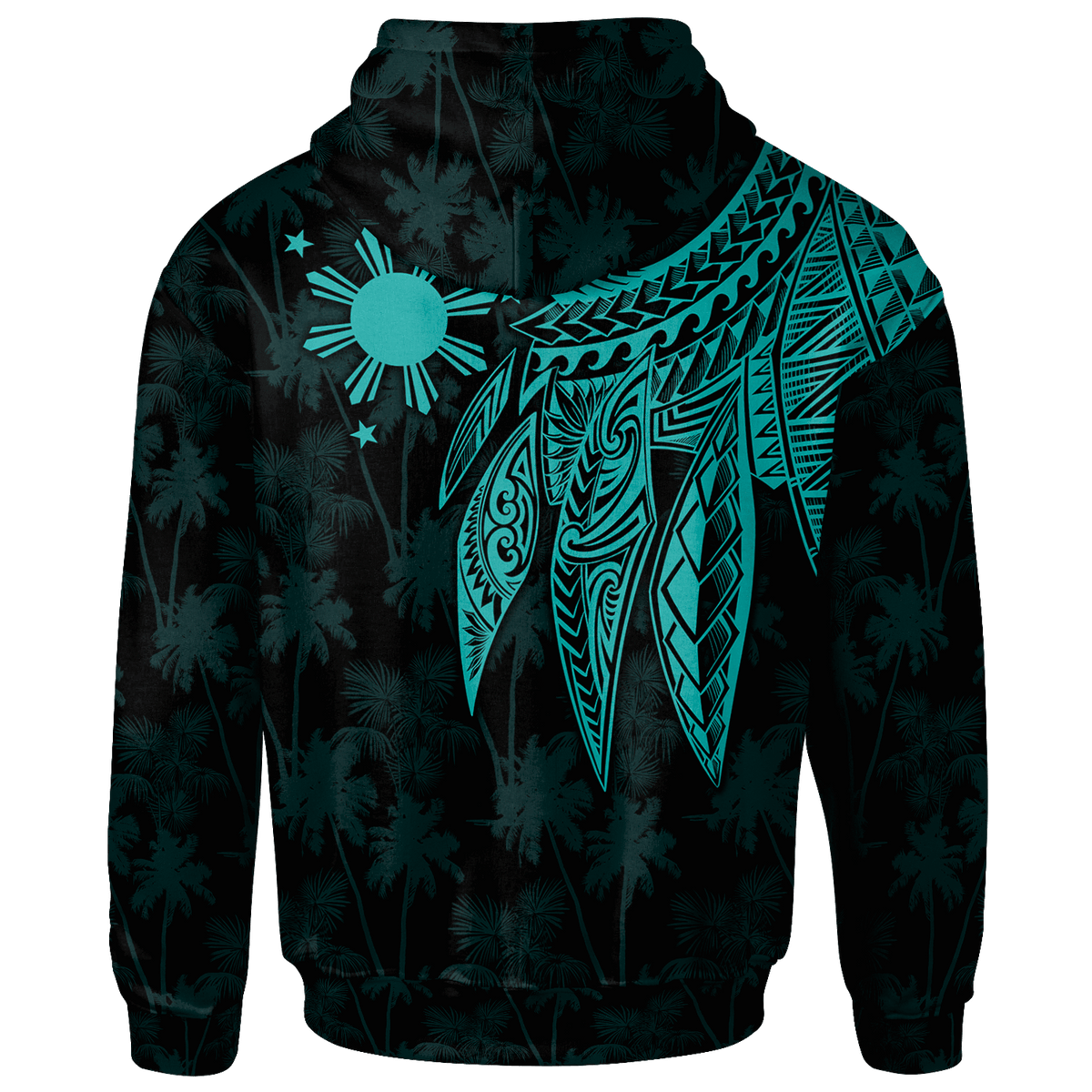 The Philippines Zip up Hoodie Polynesian Wings (TurQuoiSe) - Polynesian Pride