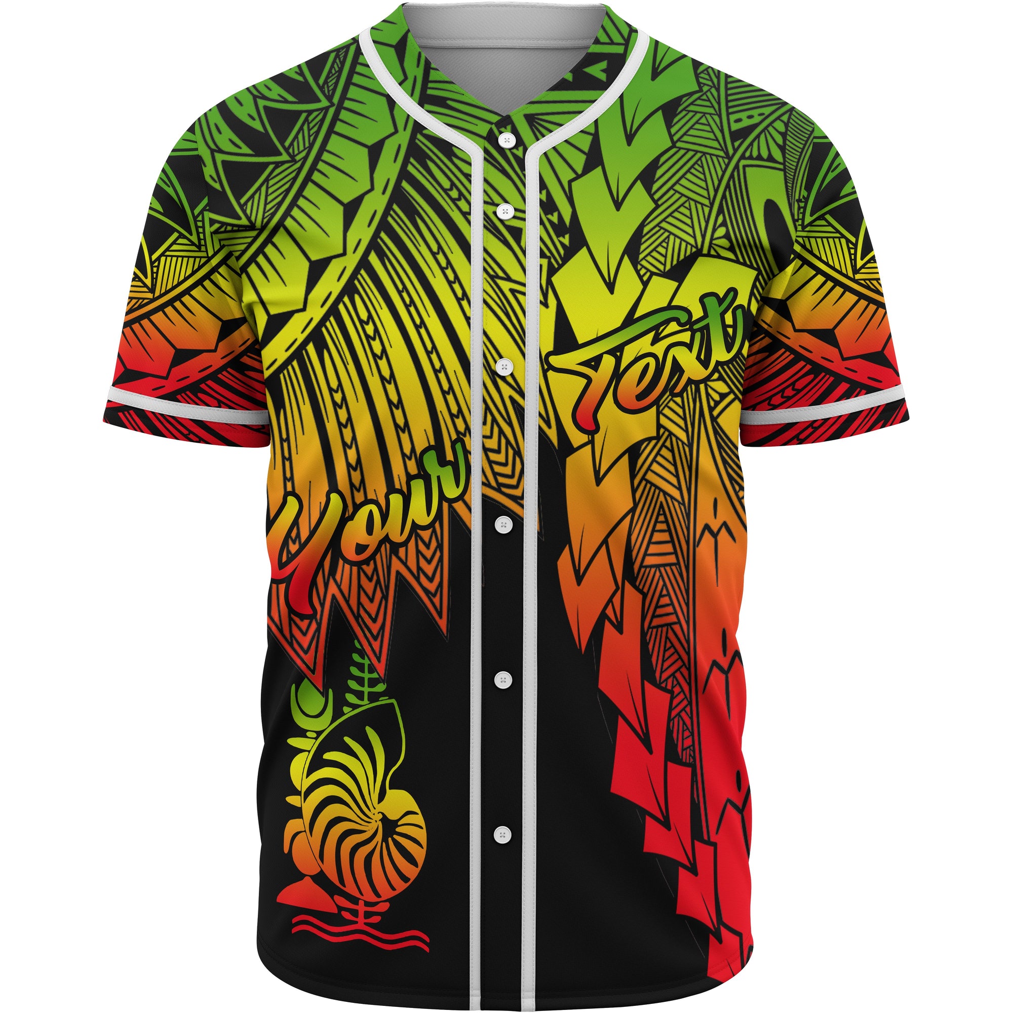 New Caledonia Polynesian Custom Personalised Baseball Shirt - Tribal Wave Tattoo Reggae Unisex Reggae - Polynesian Pride