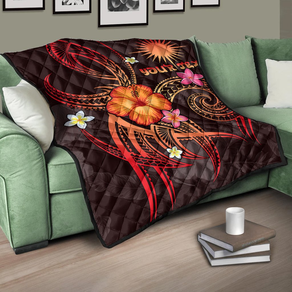 Marshall Islands Polynesian Personalised Premium Quilt - Legend of Marshall Islands (Red) - Polynesian Pride