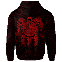 Tahiti Polynesian Custom Zip up Hoodie Vintage Polynesian Turtle (Red) - Polynesian Pride