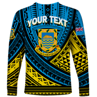 (Custom Personalised) Tuvalu Long Sleeve Shirt 44th Independence Anniversary - Tribal Pattern - LT12 - Polynesian Pride