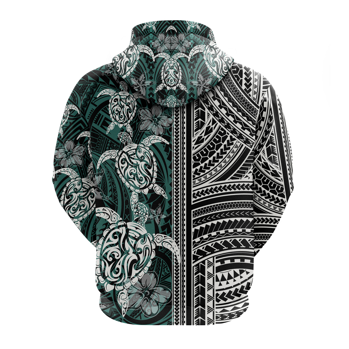 Polynesian Zip up Hoodie Turtle With Ethnic Motives and Floral Elements LT20 - Polynesian Pride