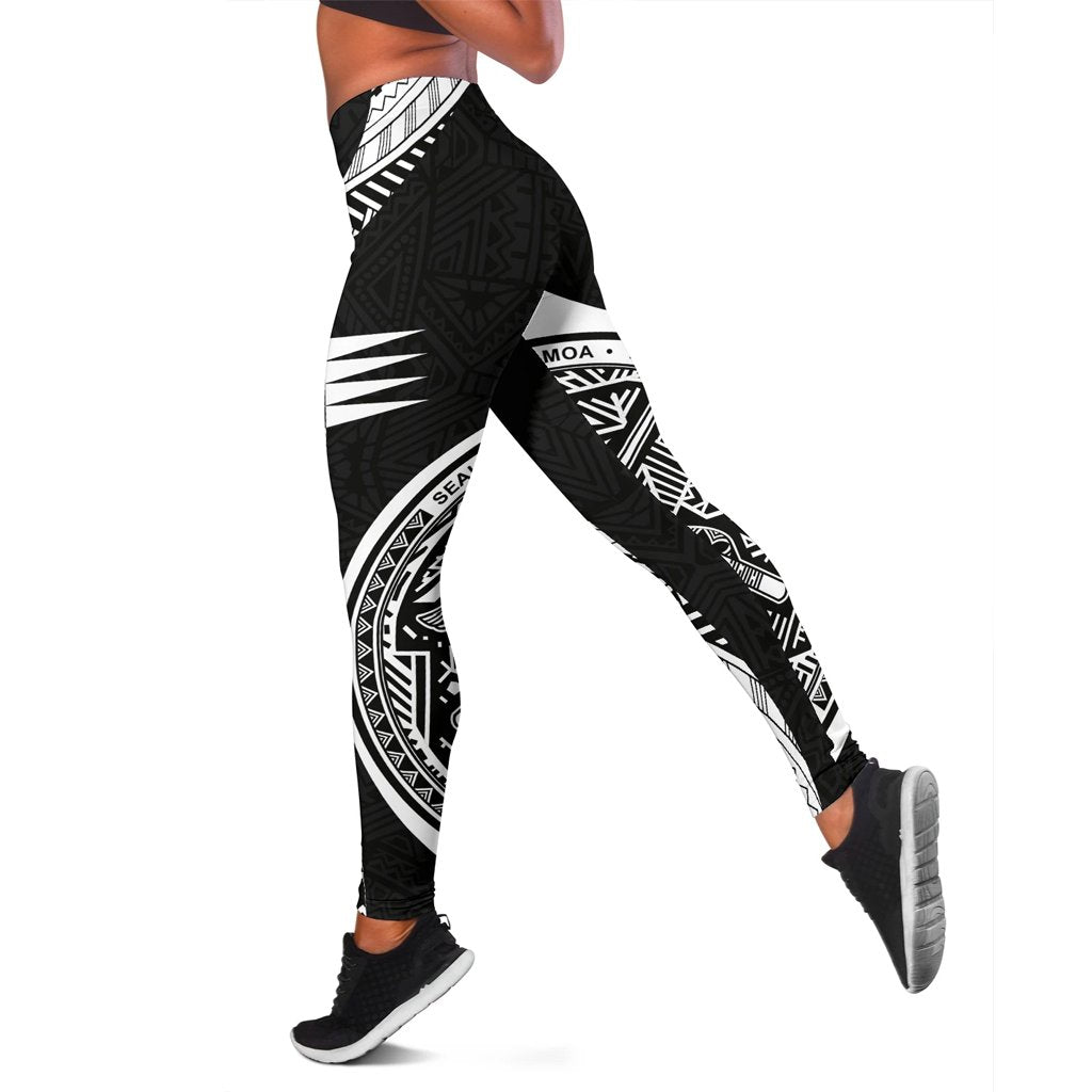 American Samoa Polynesian Women Legging - Black Armor Tattoo - Polynesian Pride