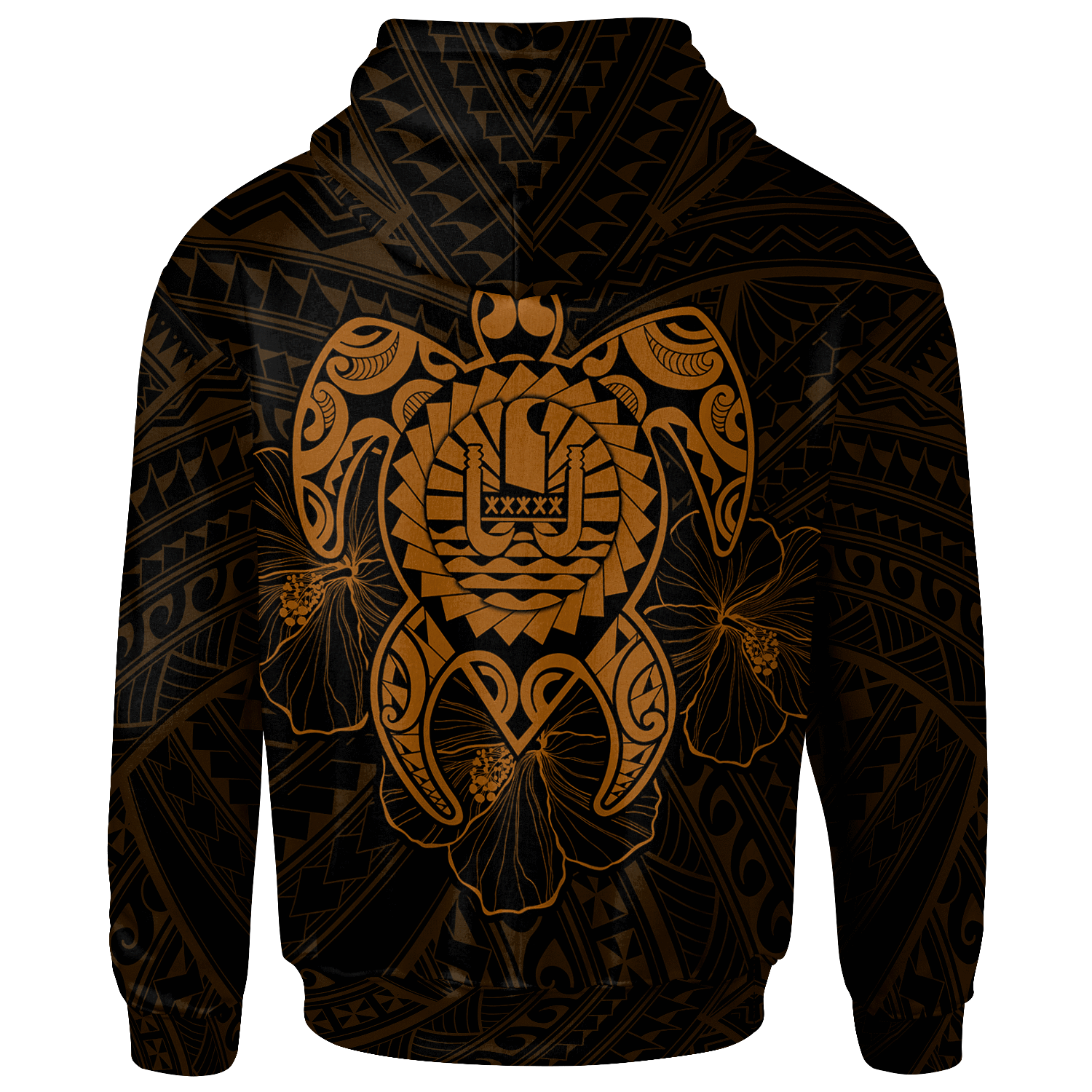 Tahiti Polynesian Custom Hoodie Vintage Polynesian Turtle (Golden) Unisex Blue - Polynesian Pride