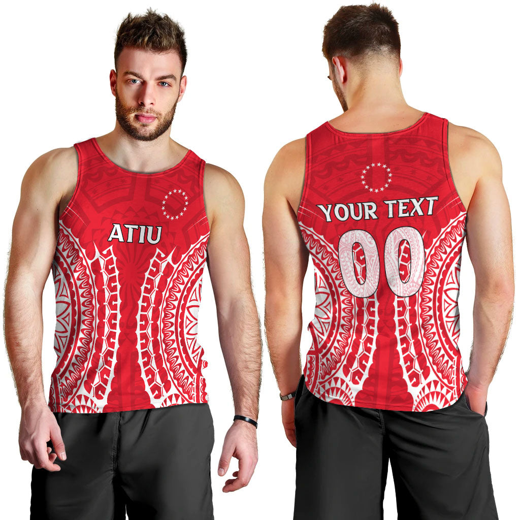 (Custom Personalised) Cook Islands Atiu Men Tank Top - Tribal Pattern - LT12 Red - Polynesian Pride