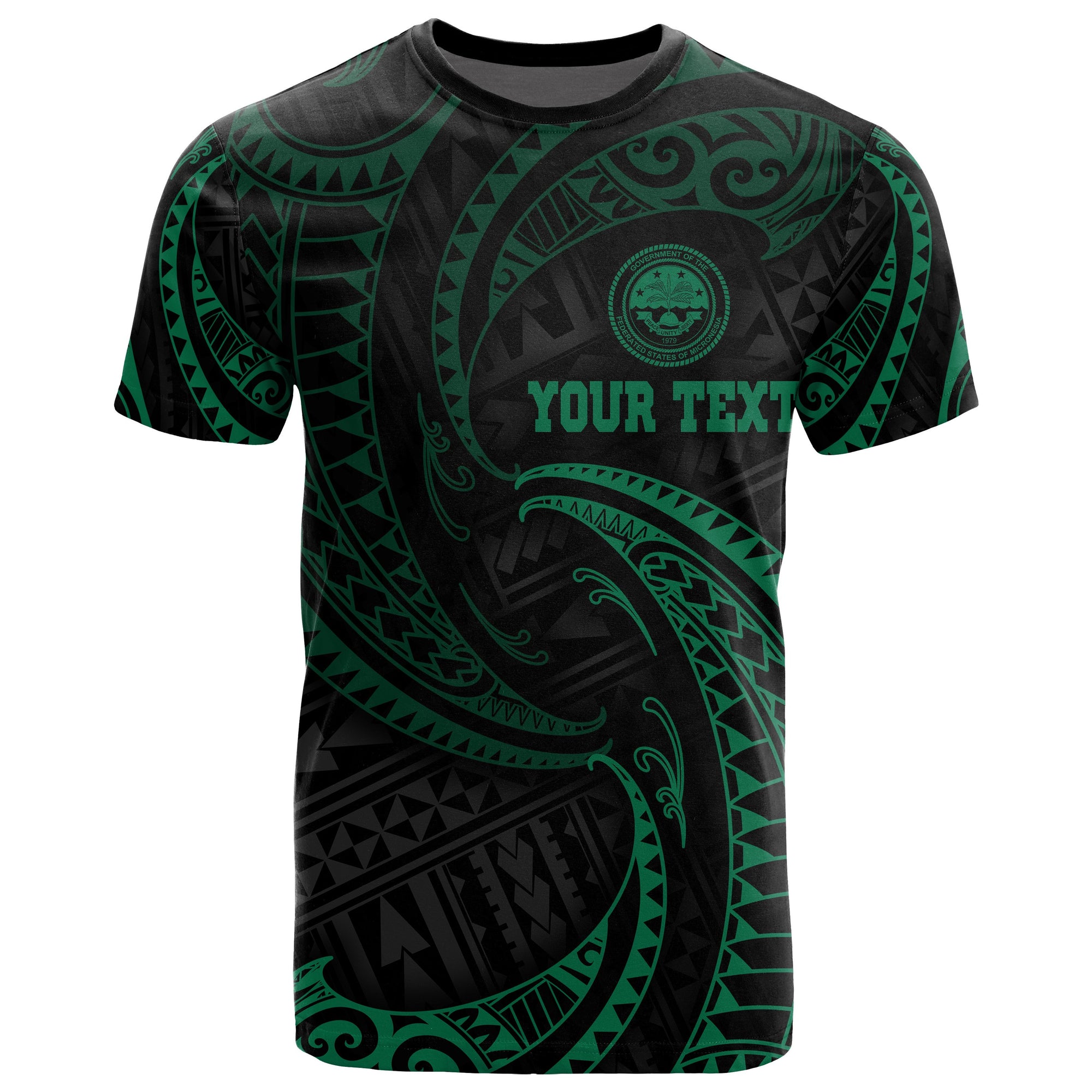 Federated States of Micronesia Custom T Shirt Green Tribal Wave Unisex Green - Polynesian Pride