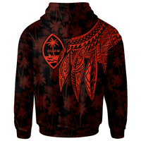 Guam Custom Zip up Hoodie Polynesian Wings (Red) - Polynesian Pride
