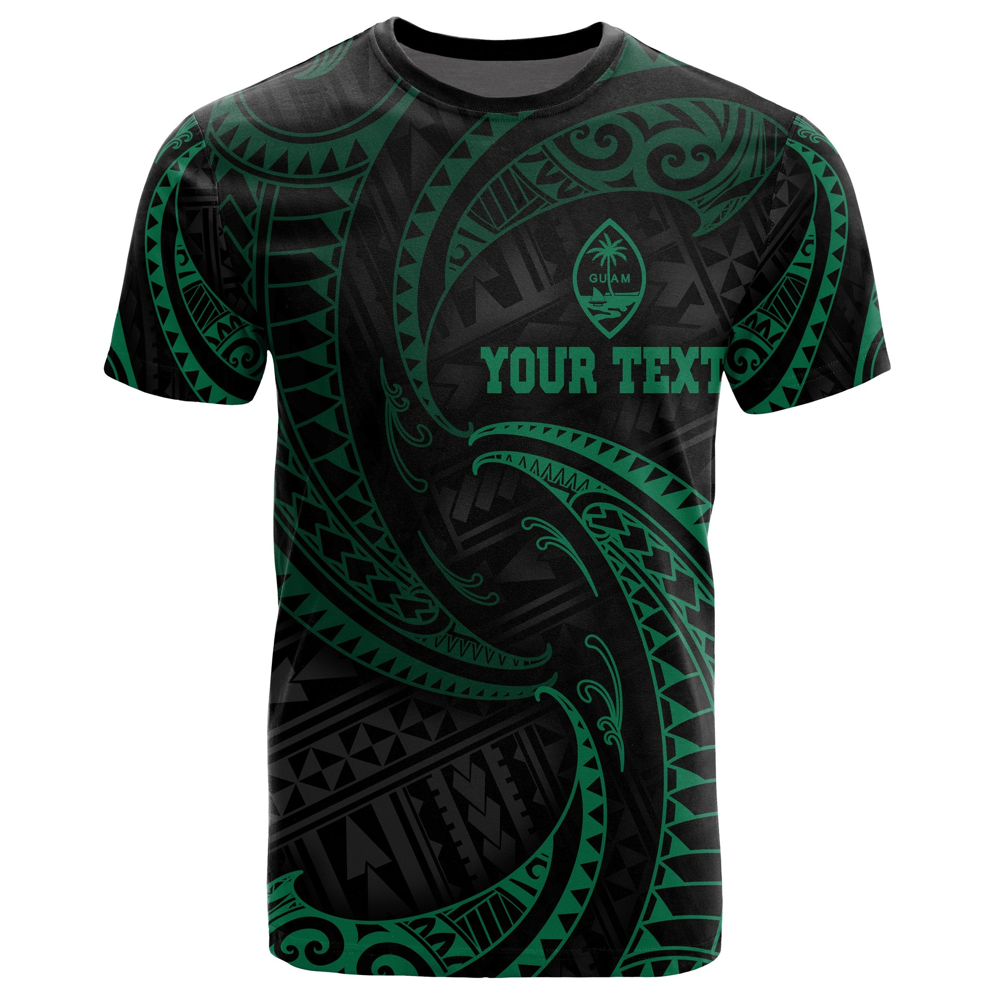 Guam Polynesian Custom T Shirt Green Tribal Wave Unisex Green - Polynesian Pride