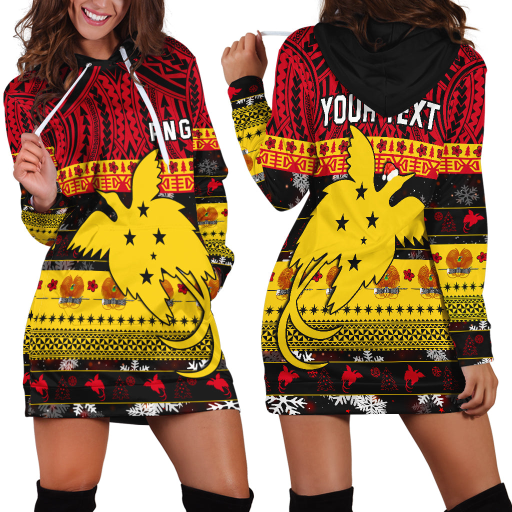 (Custom Personalised) Papua New Guinea Christmas Hoodie Dress Raggiana Loved LT13 Black - Polynesian Pride