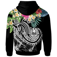 Guam Polynesian Hoodie Summer Plumeria (Black) - Polynesian Pride