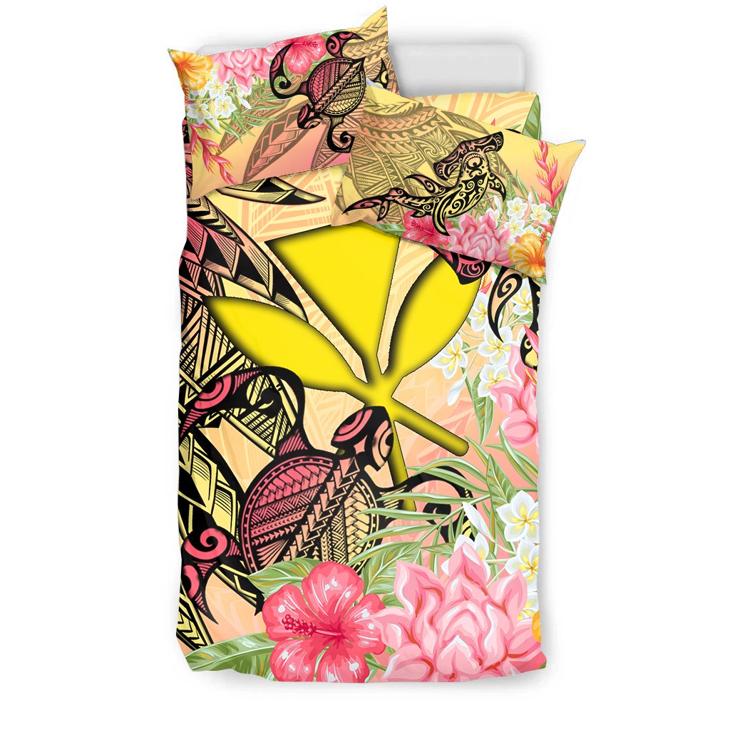 Kanaka Maoli Bedding Set - Flowers Tropical With Sea Animals - Polynesian Pride