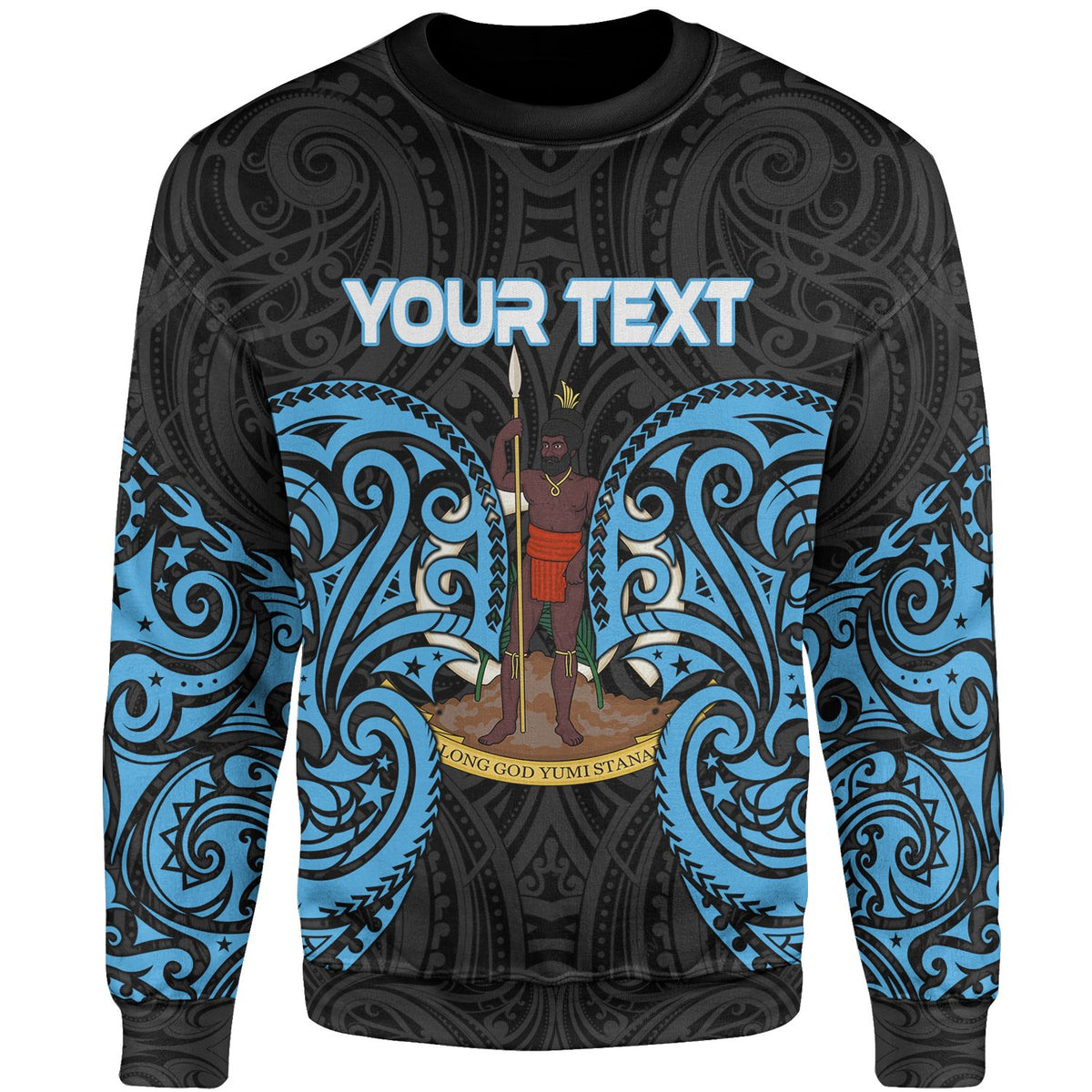 Vanuatu Polynesian Custom Personalised Sweater - Spirit Style Blue Unisex Blue - Polynesian Pride