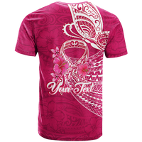 Custom Breast Cancer Pink Ribbon Butterfly Polynesian Pink Version T Shirt LT12 - Polynesian Pride