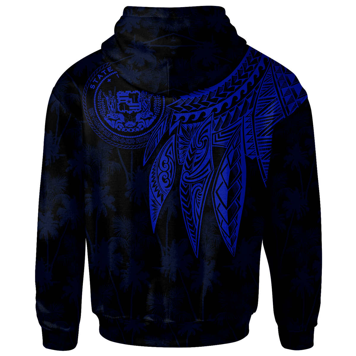 Polynesian Hawaii Hoodie Polynesian Wings (Blue) - Polynesian Pride