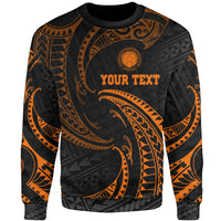 Northern Mariana Islands Polynesian Custom Personalised Sweater - Orange Tribal Wave Unisex Orange - Polynesian Pride