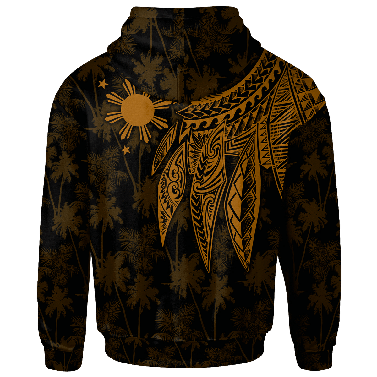 The Philippines Custom Hoodie Polynesian Wings (Golden) - Polynesian Pride