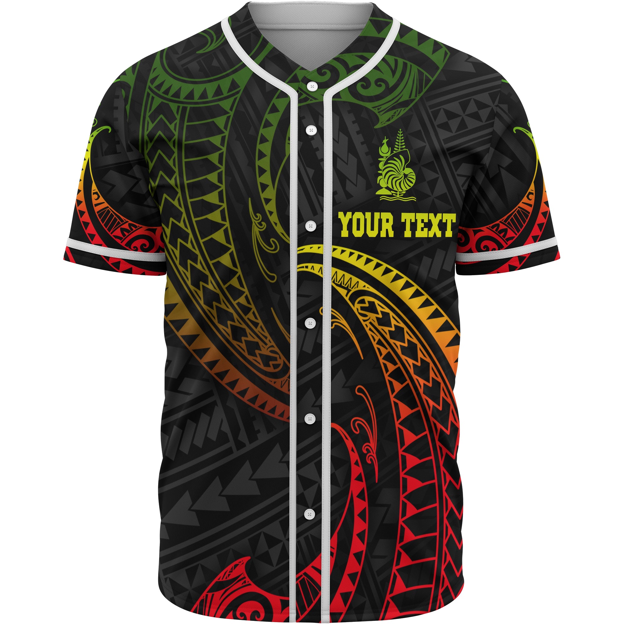 New Caledonia Polynesian Custom Personalised Baseball Shirt - Reggae Tribal Wave Unisex Reggae - Polynesian Pride