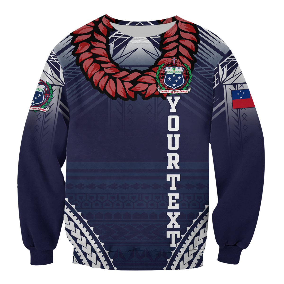 (Custom Personalised) Samoan Ula Fala Art Sweatshirt - LT12 Unisex Blue - Polynesian Pride