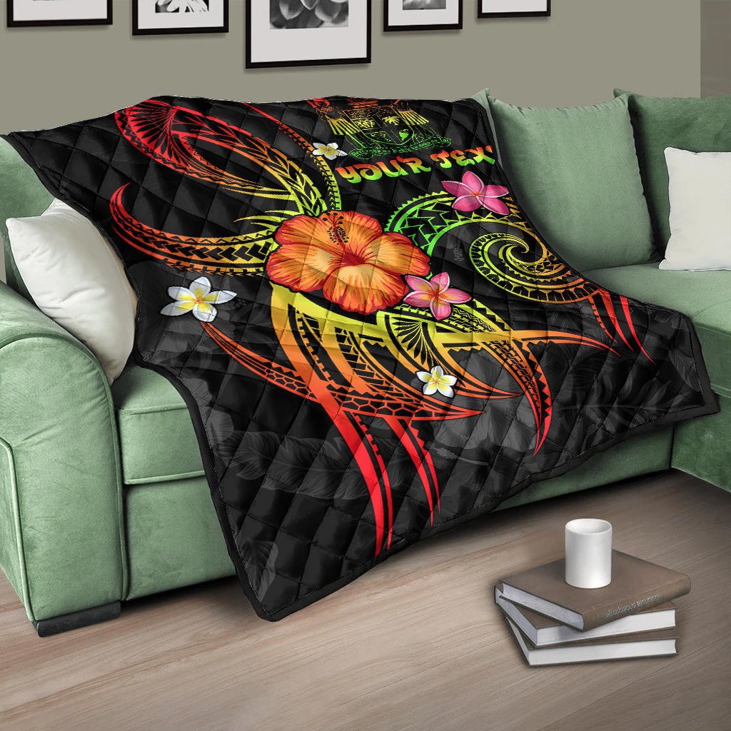 Fiji Polynesian Personalised Premium Quilt - Legend of Fiji (Reggae) Black - Polynesian Pride