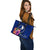 Yap Micronesia Custom Personalised Leather Tote Bag - Floral With Seal Blue - Polynesian Pride