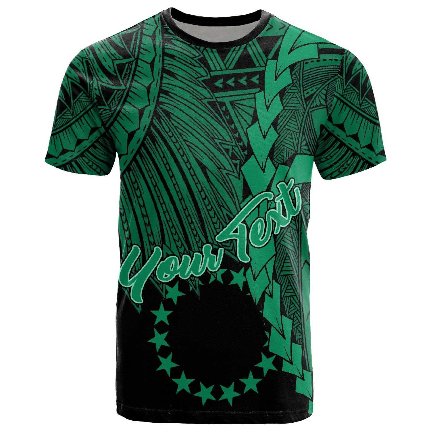 Cook Islands Polynesian Custom T Shirt Tribal Wave Tattoo Green Unisex Green - Polynesian Pride