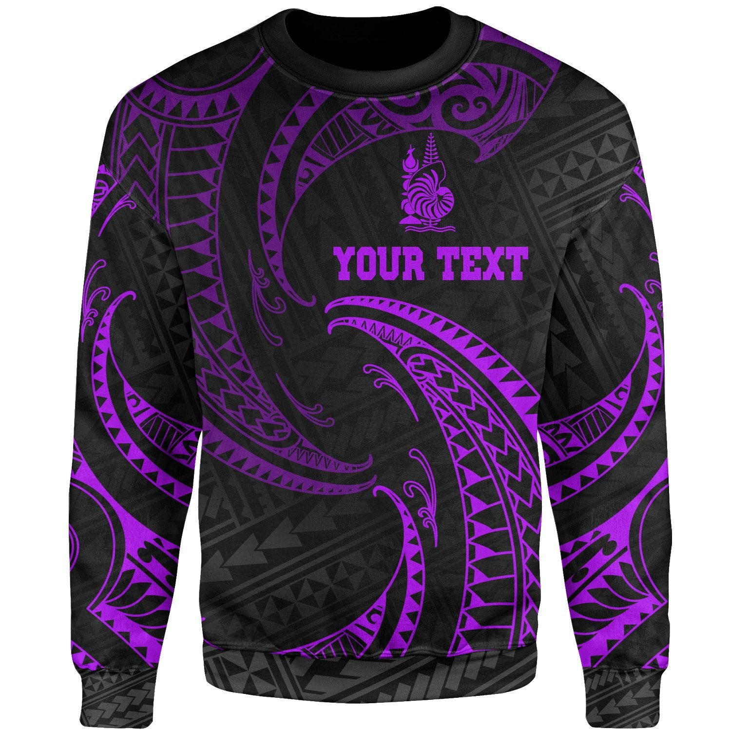 New Caledonia Polynesian Custom Personalised Sweater - Purple Tribal Wave Unisex Purple - Polynesian Pride