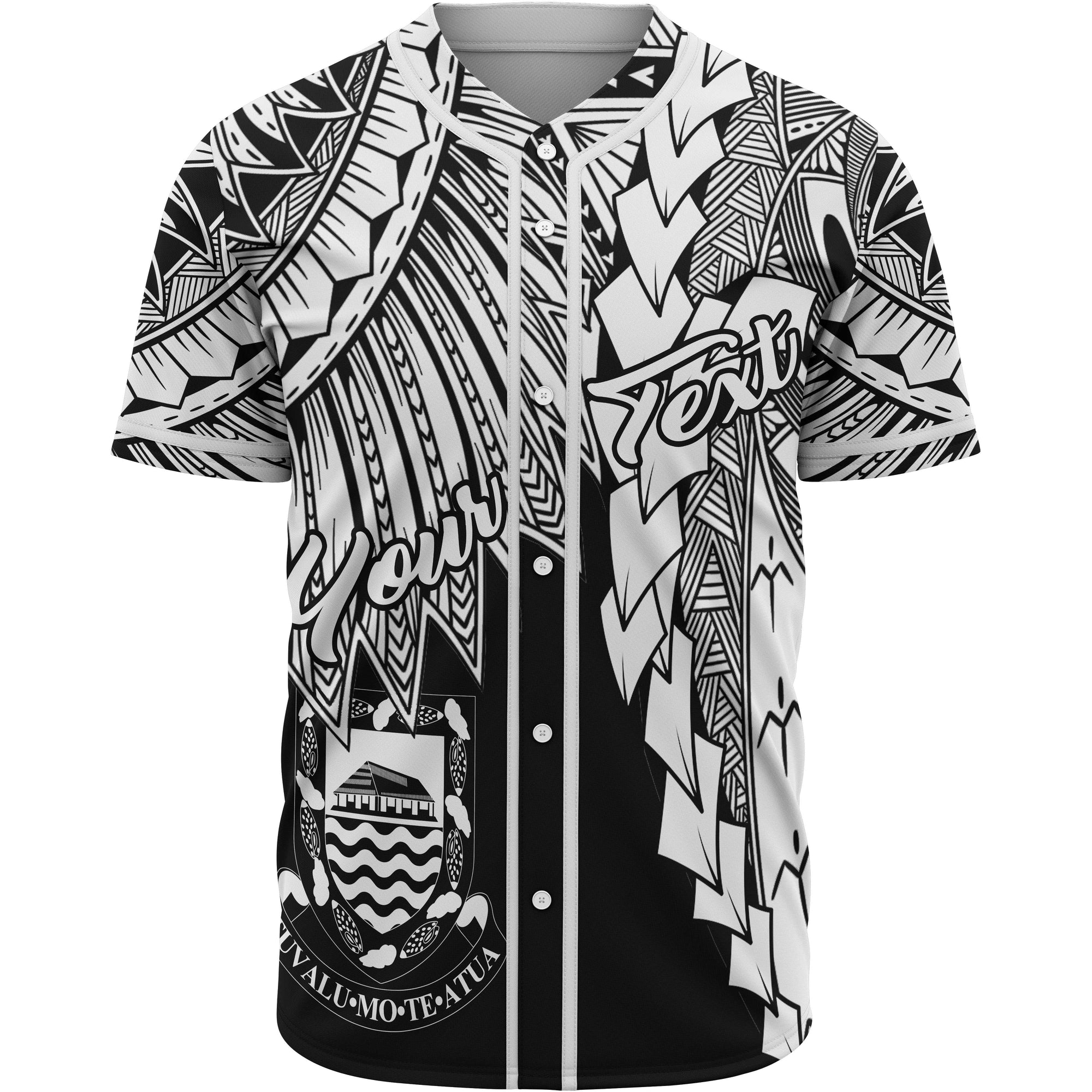 Tuvalu Polynesian Custom Personalised Baseball Shirt - Tribal Wave Tattoo White Unisex White - Polynesian Pride