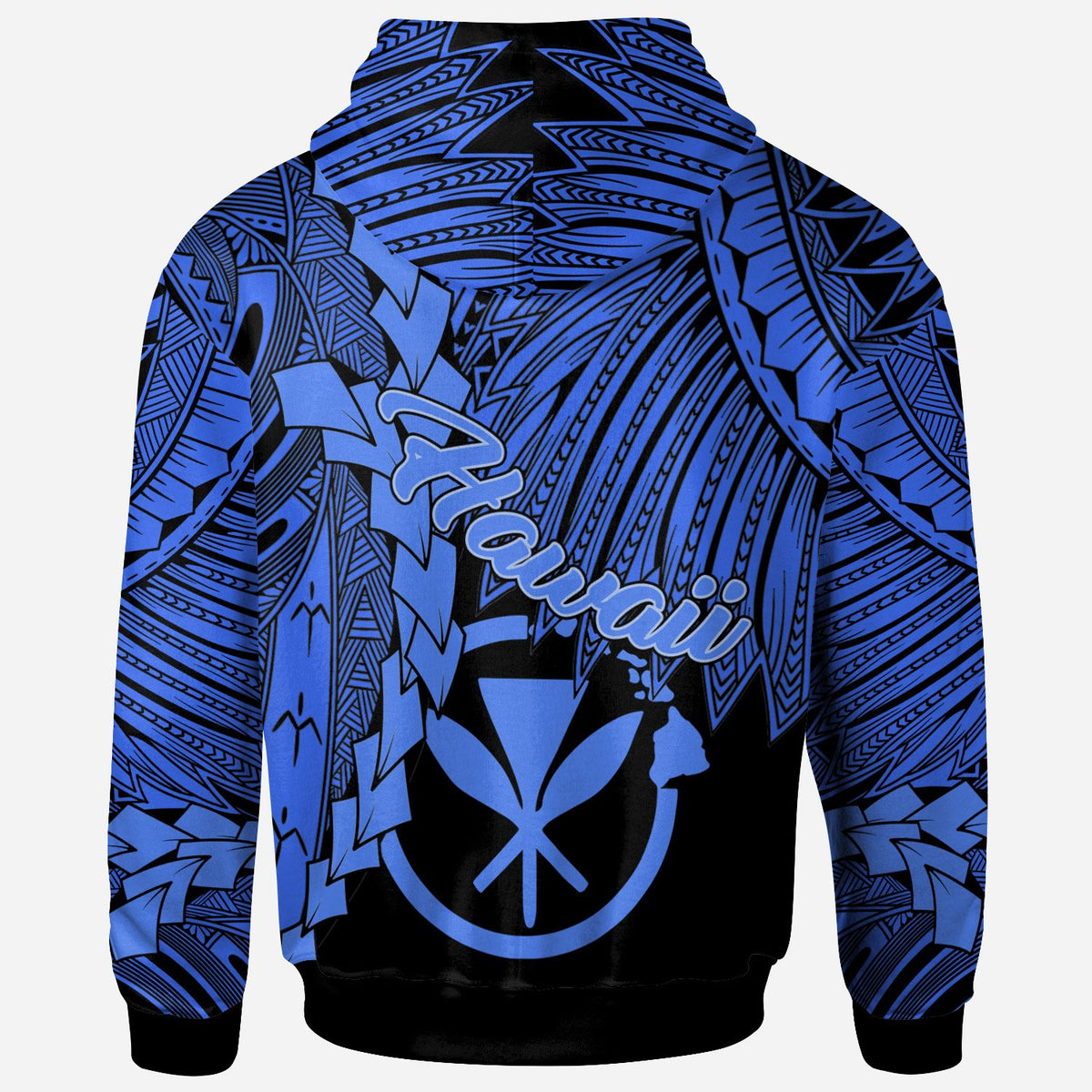 Polynesian Hawaii Custom Zip up Hoodie Tribal Wave Tattoo Blue - Polynesian Pride